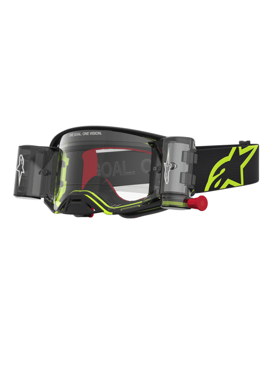 Alpinestars Supertech Firma Roll-Off Veiligheidsbril Zwart Geel Fluo Transparant - MxProStoreParts