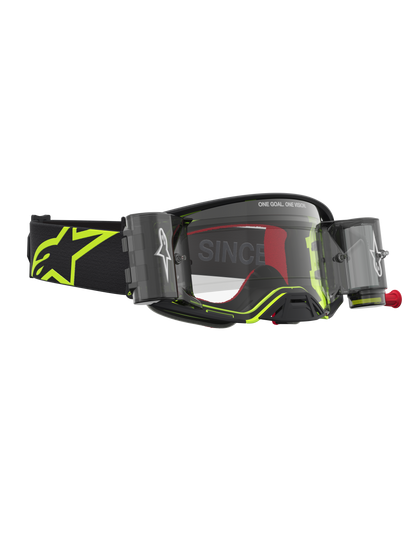 Alpinestars Supertech Firma Roll-Off Veiligheidsbril Zwart Geel Fluo Transparant