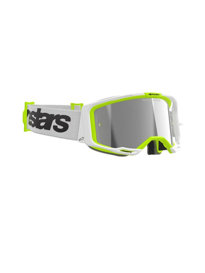 Alpinestars Vision 8 Crossbril Wit/Fluorgeel met Zilveren Spiegellens