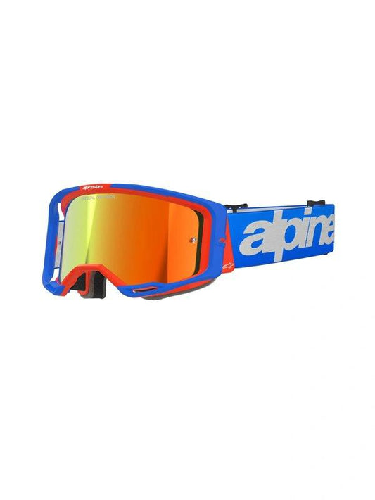 Alpinestars Vision 8 Crossbril Blauw/Oranje met Rode Spiegellens - MxProStoreParts