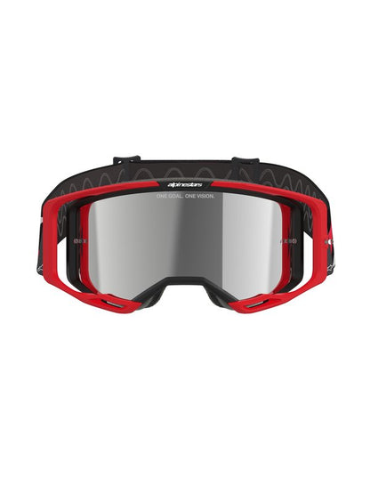 Alpinestars Vision 8 Crossbril Rood/Zwart met Zilveren Spiegellens