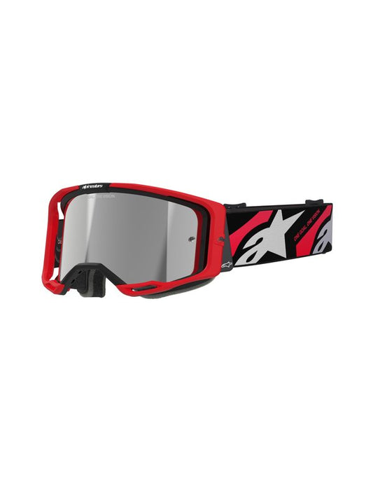 Alpinestars Vision 8 Crossbril Rood/Zwart met Zilveren Spiegellens