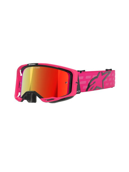 Alpinestars Vision 8 Crossbril Roze met Rode Spiegellens