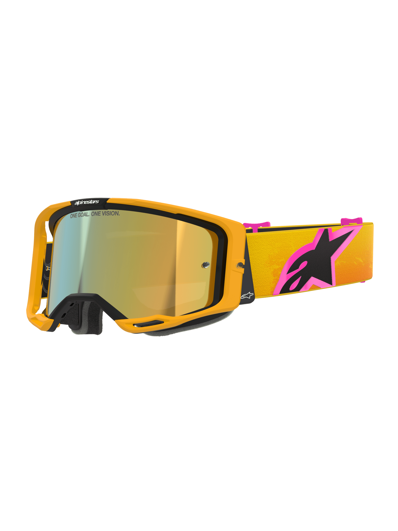 Alpinestars Vision 8 Corp Schutzbrille mit verspiegelter Gold-, Orange-, Gelb- und Pink-Oberfläche - MxProStoreParts