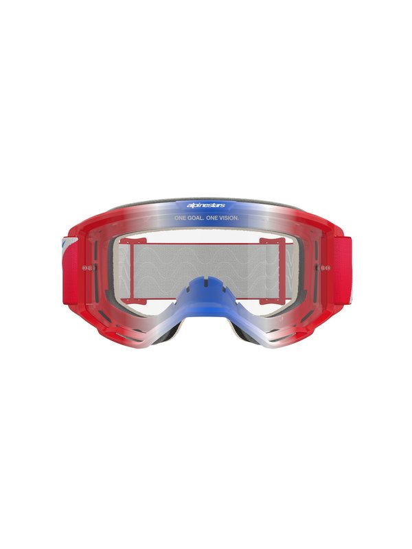 Alpinestars Vision 5 Crossbril Rood/Wit/Blauw met Heldere Lens