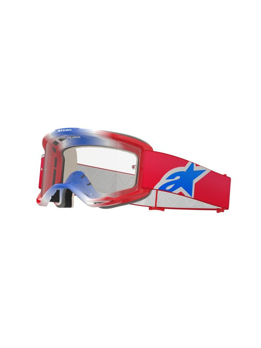 Alpinestars Vision 5 Crossbril Rood/Wit/Blauw met Heldere Lens