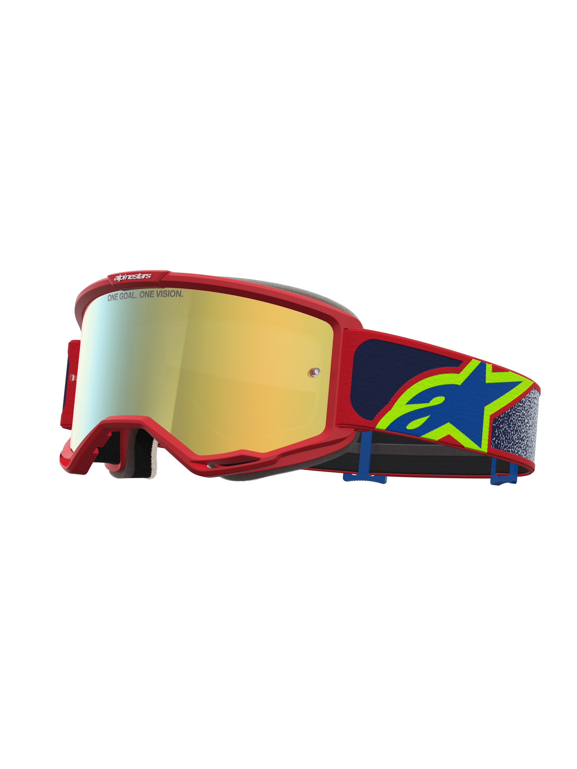 Alpinestars Vision 5 Drag Veiligheidsbril Vuurrood Blauw Spiegel Goud