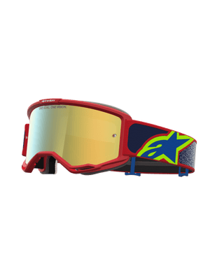 Alpinestars Vision 5 Drag Sicherheitsbrille Feuerrot, Blau und Spiegelgold