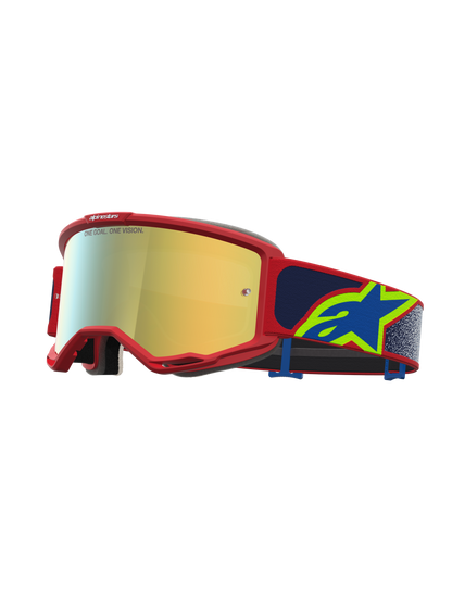 Alpinestars Vision 5 Drag Veiligheidsbril Vuurrood Blauw Spiegel Goud
