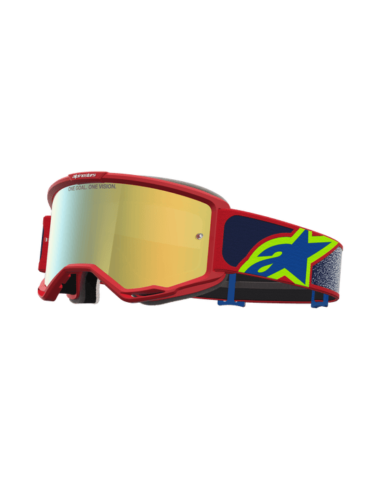 Alpinestars Vision 5 Drag Veiligheidsbril Vuurrood Blauw Spiegel Goud - MxProStoreParts