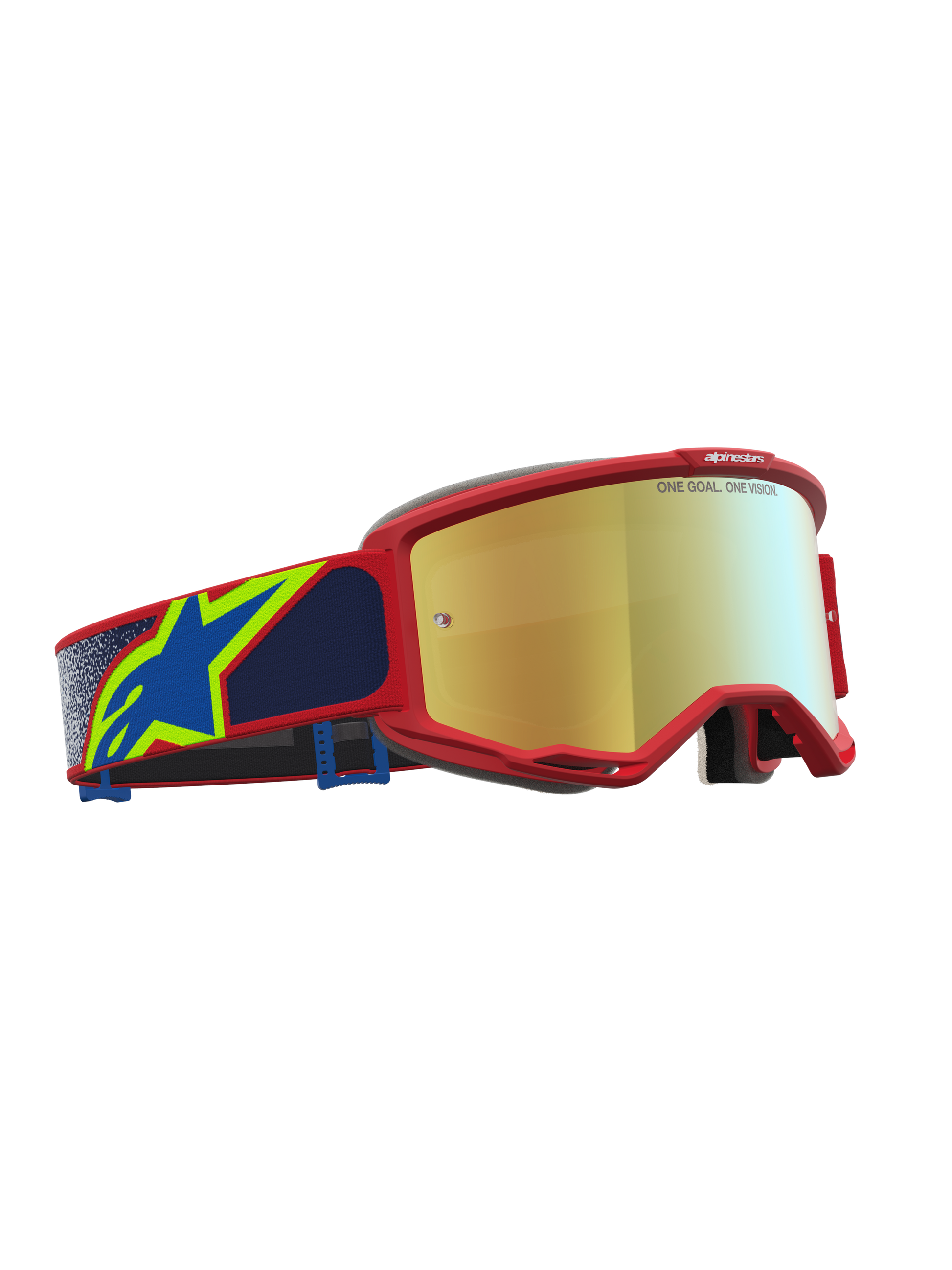 Alpinestars Vision 5 Drag Veiligheidsbril Vuurrood Blauw Spiegel Goud