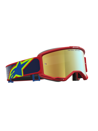 Alpinestars Vision 5 Drag Veiligheidsbril Vuurrood Blauw Spiegel Goud