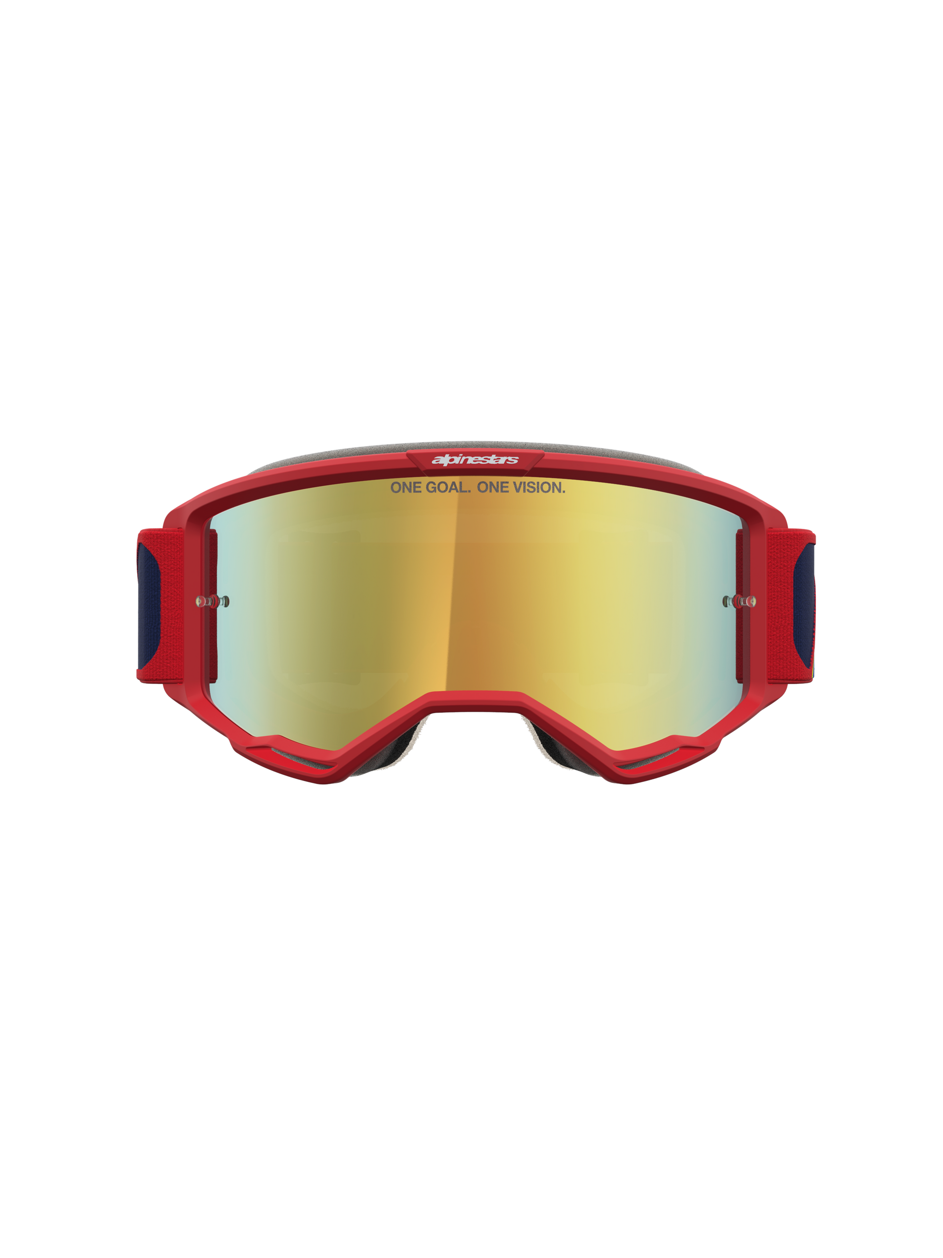 Alpinestars Vision 5 Drag Veiligheidsbril Vuurrood Blauw Spiegel Goud