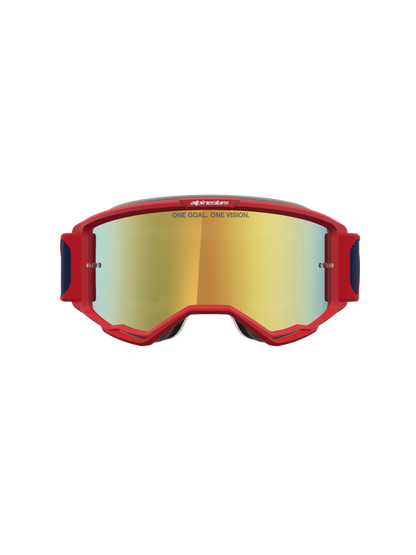 Alpinestars Vision 5 Drag Veiligheidsbril Vuurrood Blauw Spiegel Goud