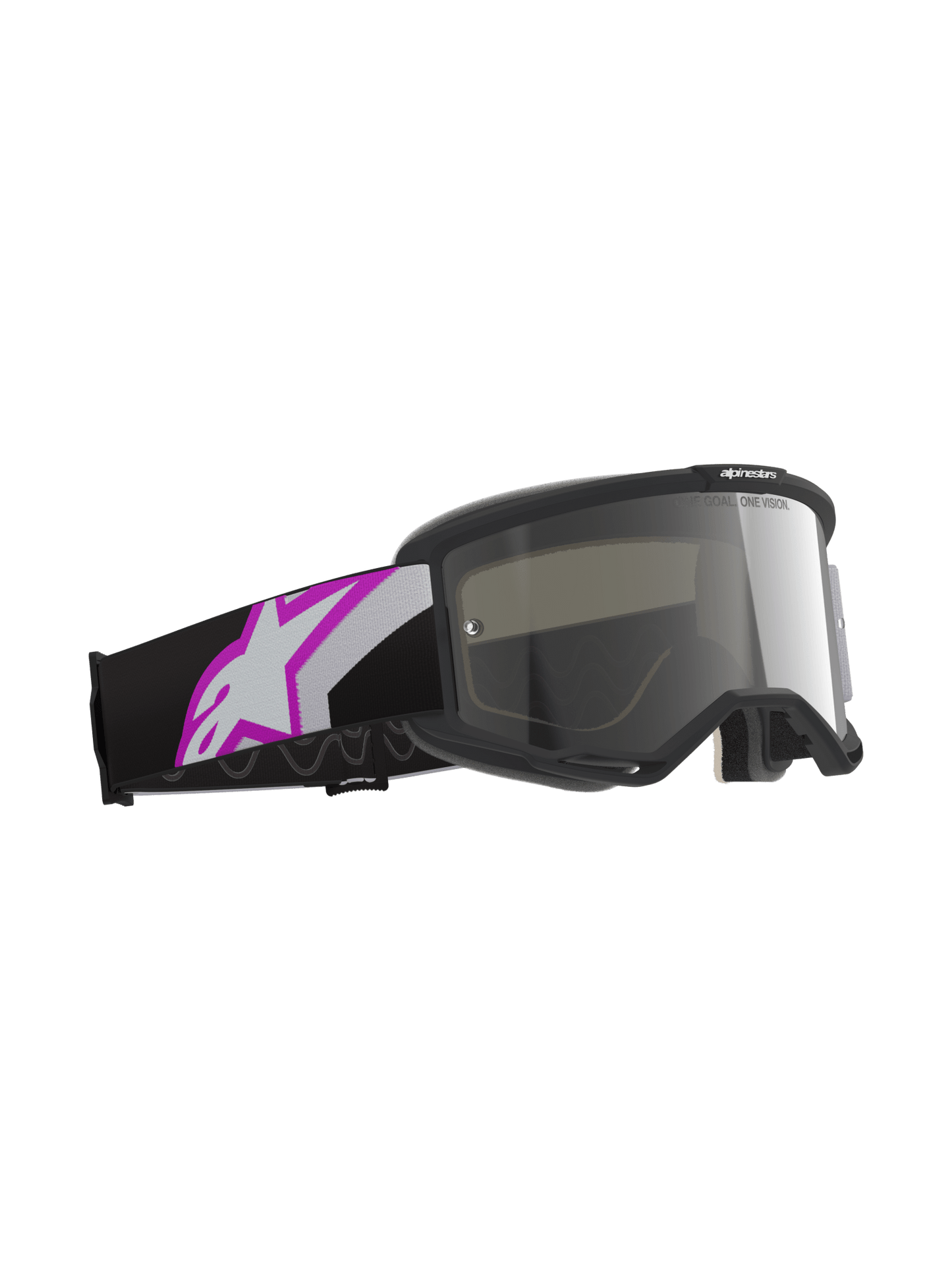 Alpinestars Vision 5 Schutzbrille mit A-FLEX Rahmen, Hellgrau, Lila und Spiegelzilver - MxProStoreParts