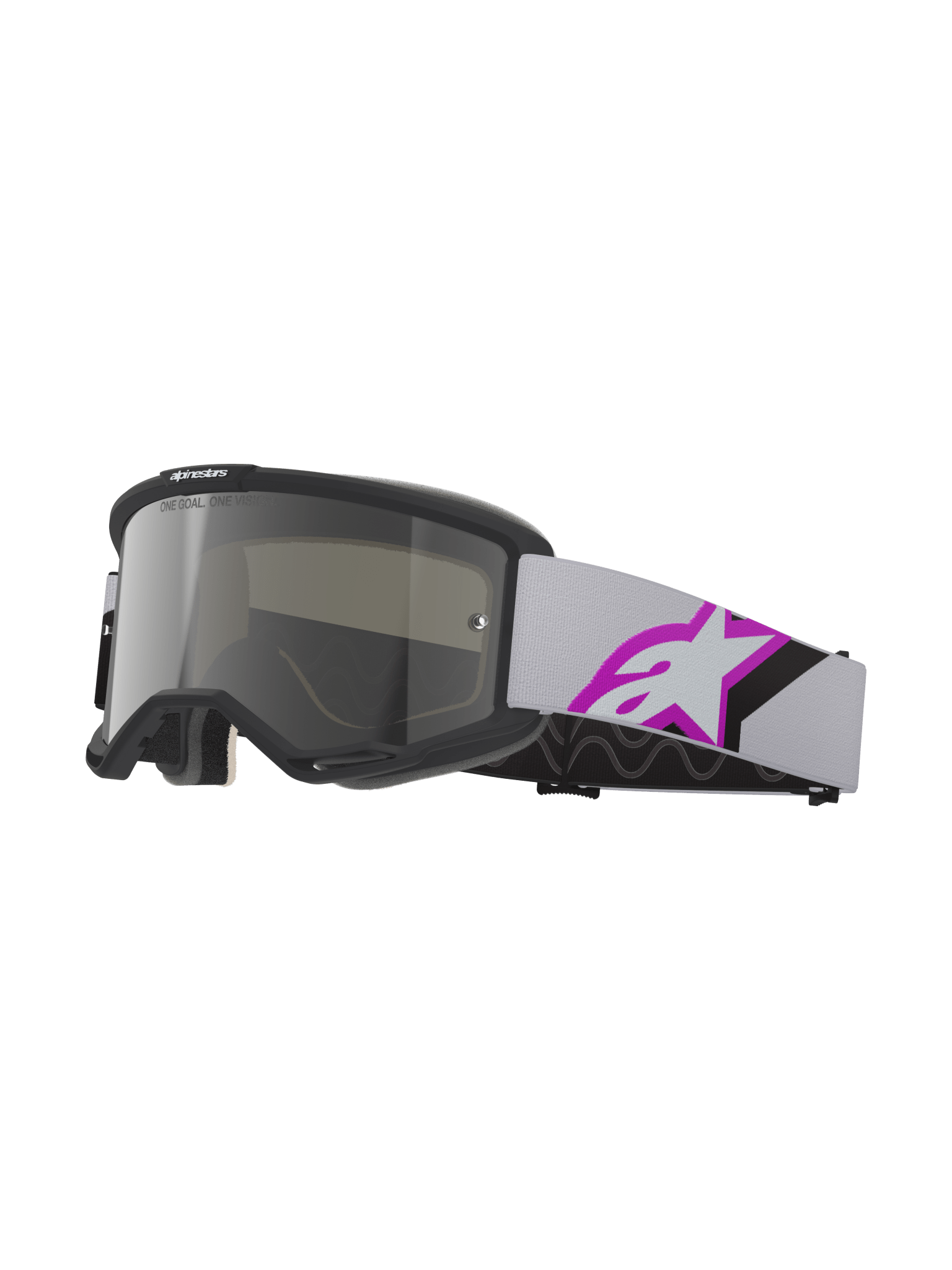 Alpinestars Vision 5 Schutzbrille mit A-FLEX Rahmen Hellgrau Lila Spiegelversilbert - MxProStoreParts