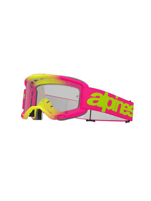 Alpinestars Vision 5 Wordmark Cross Skibrille Pink/Fluoreszierendes Gelb (Linse: Klar)