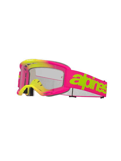 Alpinestars Vision 5 Wortmarke Crossbrille Rosa / Fluorgelb (Objektiv: Klar) - MxProStoreParts