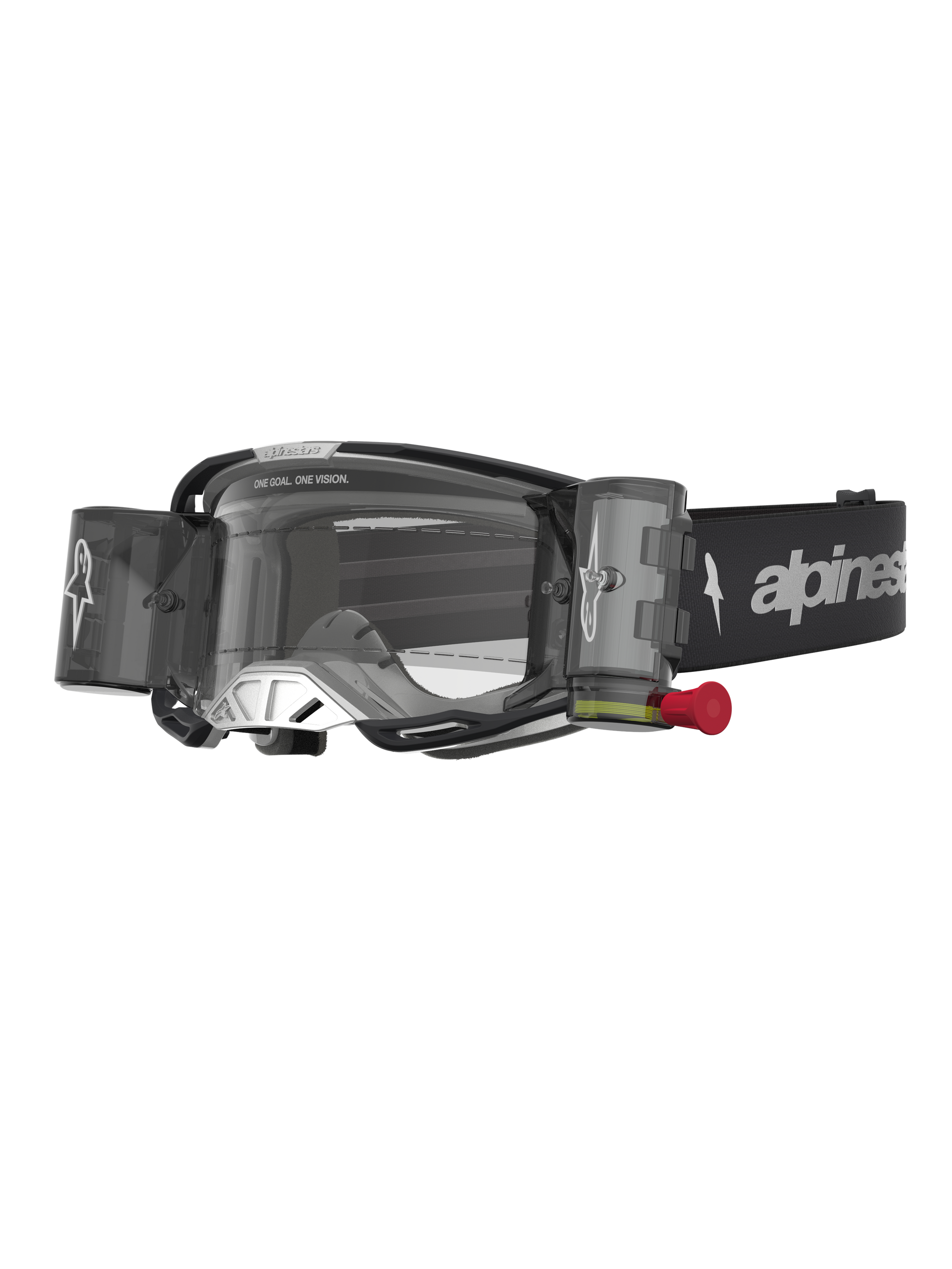 Alpinestars Vision 8 Amber Roll-Off Systeem Veiligheidsbril Zwart Zilver Transparant