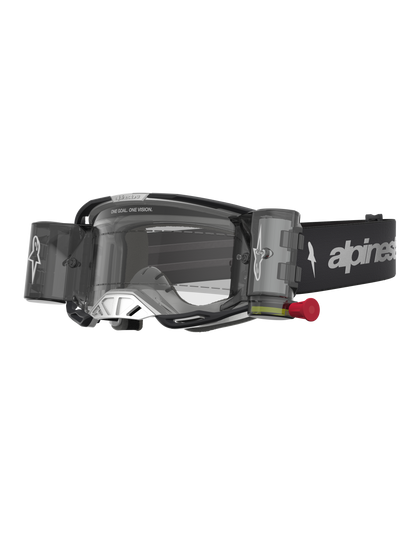 Alpinestars Vision 8 Amber Roll-Off Systeem Veiligheidsbril Zwart Zilver Transparant