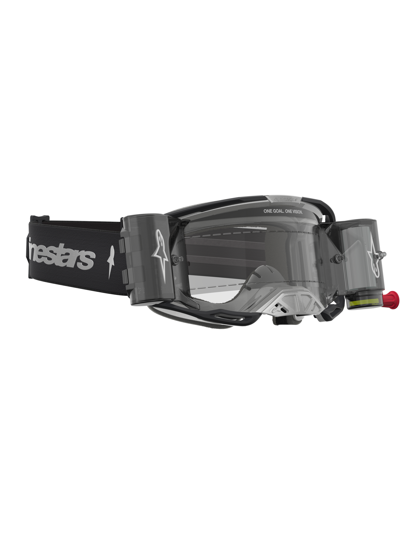 Alpinestars Vision 8 Amber Roll-Off Systeem Veiligheidsbril Zwart Zilver Transparant