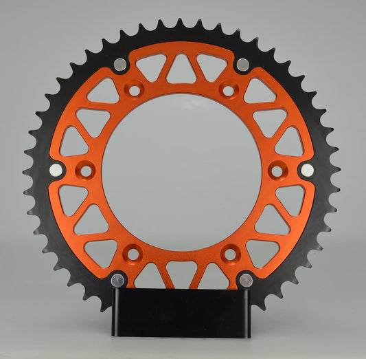 Mino achtertandwiel 50 tands staal/aluminium Oranje / Zwart KTM SX/SX-F/EXC/EXC-F 1990- &amp; Husqvarna TC/FC/FE/TE 125/150/250/350/450/501 2014-