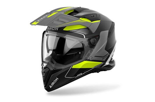Airoh Bandit Tune helmet in matte yellow with black/gray shell and clear visor