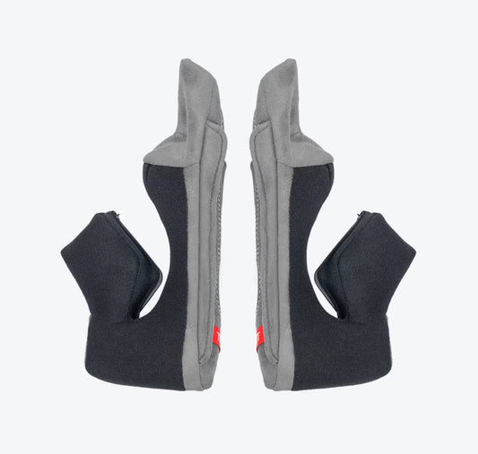 Airoh Matryx cheek pads, black fabric with gray lining, pair