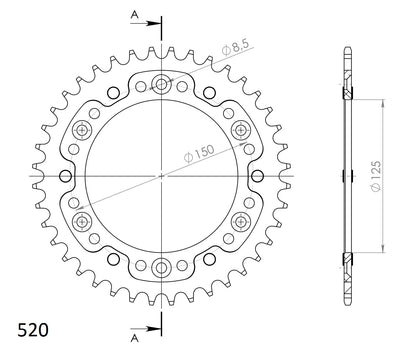 Fabrikantillustratie: Supersprox Stealth Rear sprocket Orange – RST-990:40-ORG