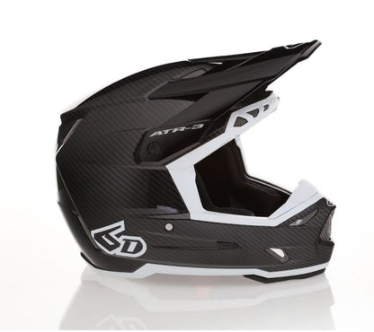 6D Helmet ATR-3 Solid Gloss Black White FIM, XS