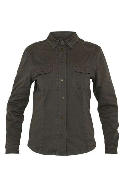 JOHN DOE Motoshirt damesjas olijfgroen, maat M - MxProStoreParts