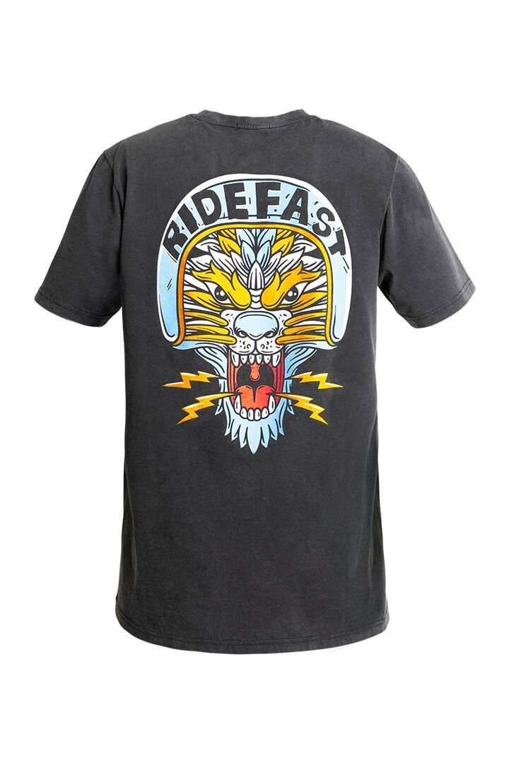 JOHN DOE Lion heren-T-shirt van katoen, verwassen zwart, maat M - MxProStoreParts