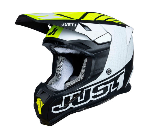 Just1 Helmet J - 22 F Dynamo Fluo Yellow/White/Black  - MxProStoreParts