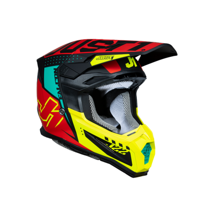 Just1 J-22 F Junior Falcon Motorcross Helm Fluo Rood Geel Zwart