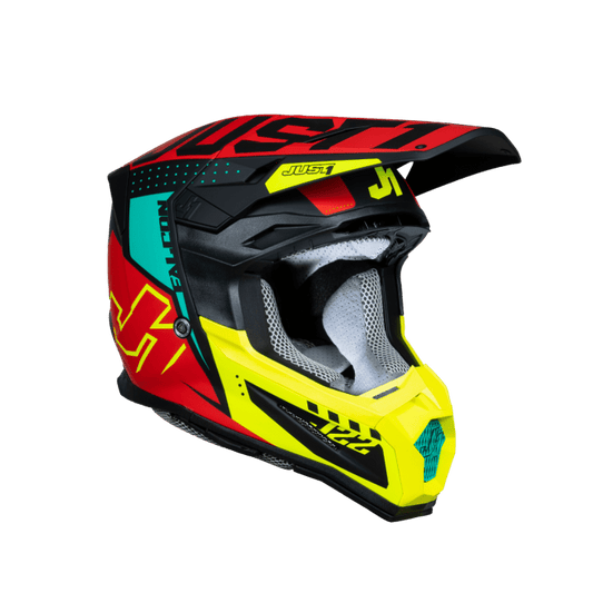 Just1 J-22 F Junior Falcon Motorcross Helm Fluo Rood Geel Zwart - MxProStoreParts