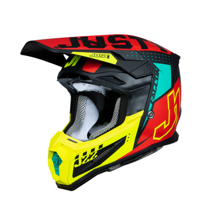 Just1 J-22 F Junior Falcon Motorcross Helm Fluo Rood Geel Zwart
