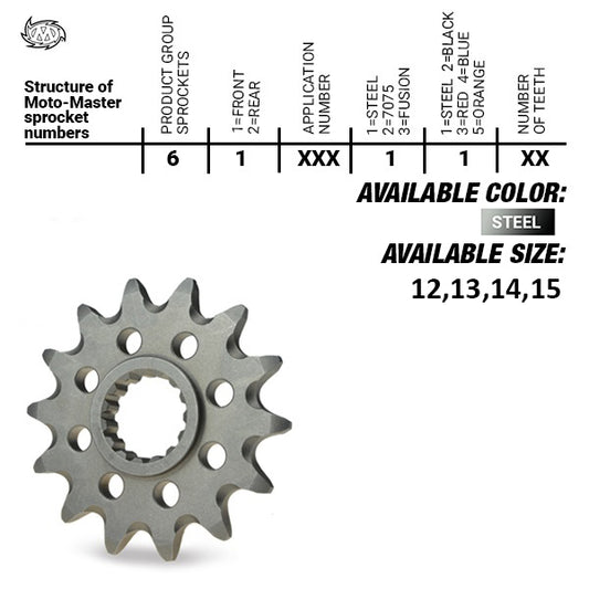 Moto Master voortandwiel 14 tands staal KX 65/80/85/100 / RM 60/65/100