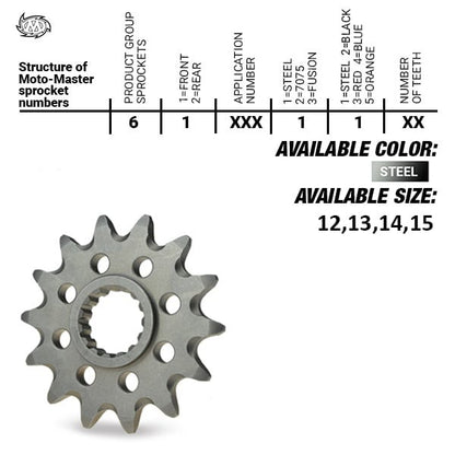 Moto Master voortandwiel 14 tands staal KX 65/80/85/100 / RM 60/65/100 - MxProStoreParts