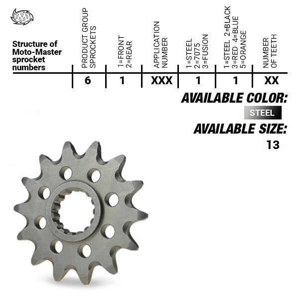 Moto Master voortandwiel 13 tands staal Suzuki RM 125 1981-2010 & RM-Z 250 2007-2012