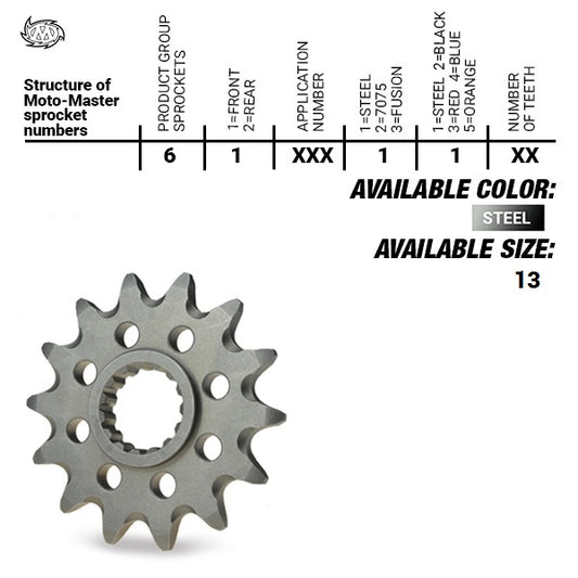 Moto Master voortandwiel 13 tands staal Suzuki RM 125 1981-2010 & RM-Z 250 2007-2012