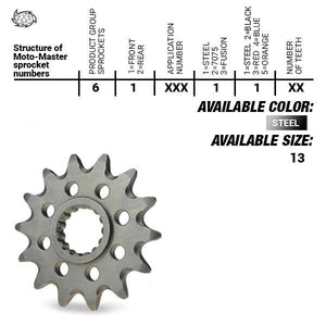 Moto Master Piñón Delantero 13 Dientes de Acero para KTM/Gas Gas/Husqvarna 65