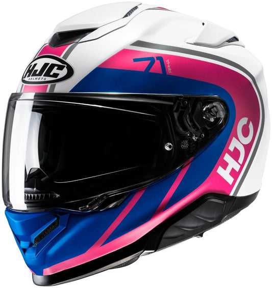 HJC RPHA 71 Mapos helmet in white with blue and pink accents
