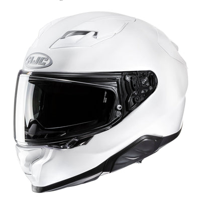 HJC F71 pearl white full-face motorcycle helmet with dark visor
