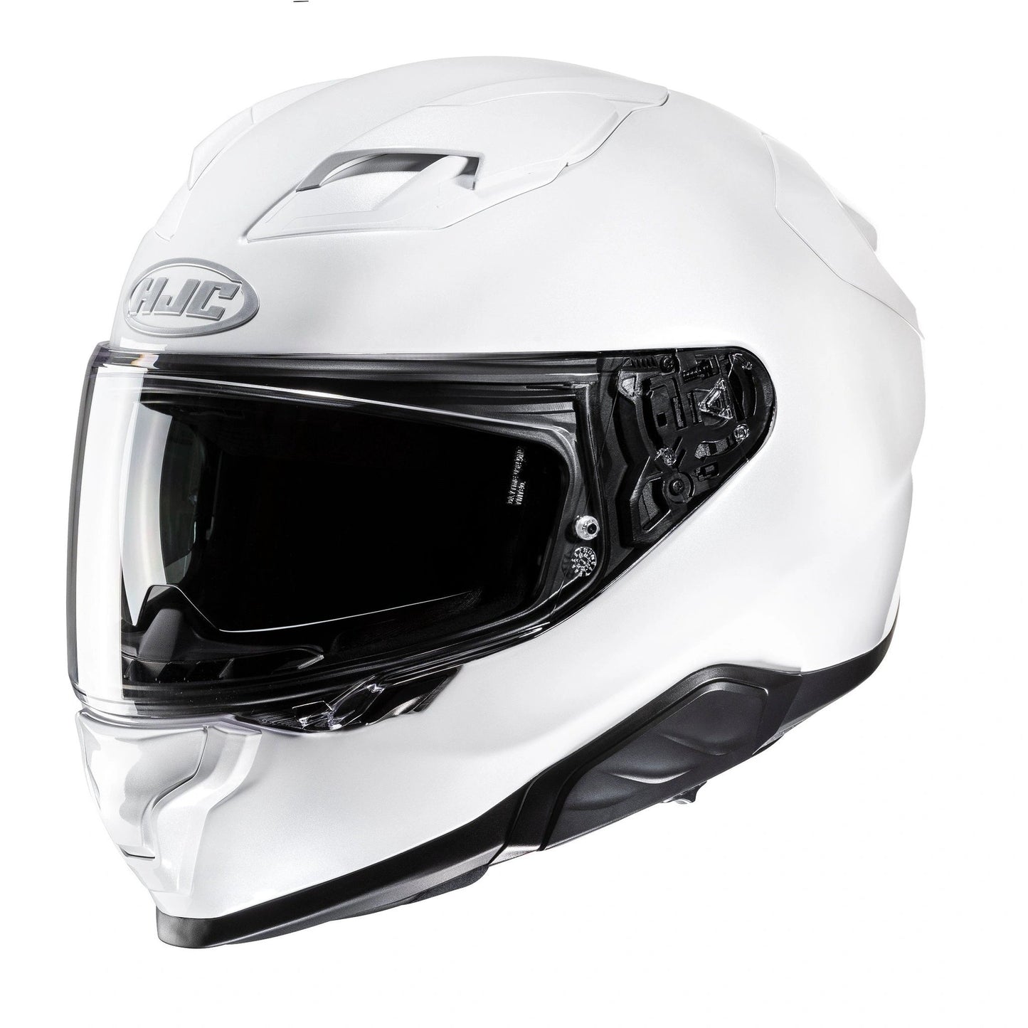 HJC F71 Pearl White full-face motorcycle helmet with clear visor
