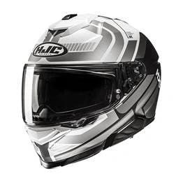 HJC i71 Viz white/grey motorcycle helmet with visor