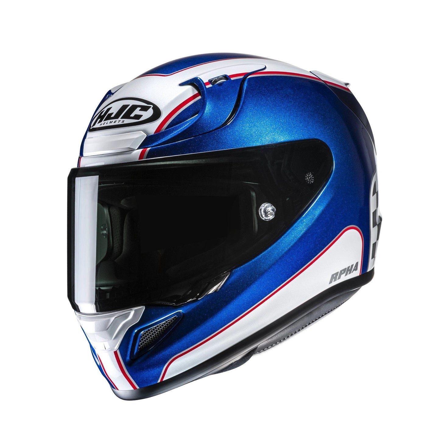 HJC RPHA 12 Respon blue/white motorcycle helmet with dark visor