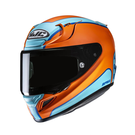 HJC RPHA 12 Respon MC27SF motorcycle helmet, orange and blue