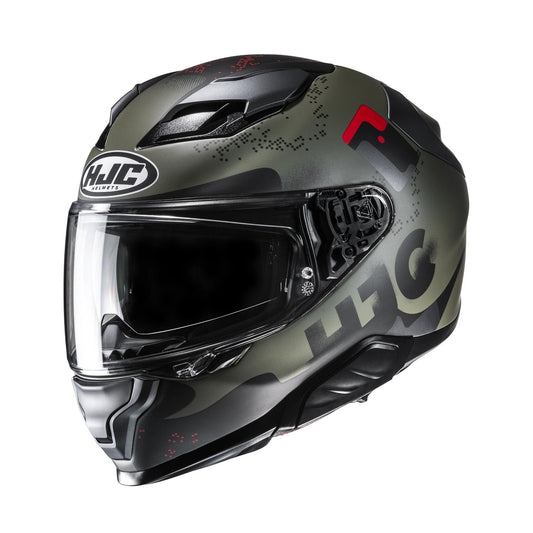 HJC F71 Faco green/black motorcycle helmet with clear visor