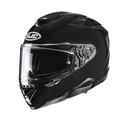 HJC RPHA 72 Black full-face motorcycle helmet with clear visor.