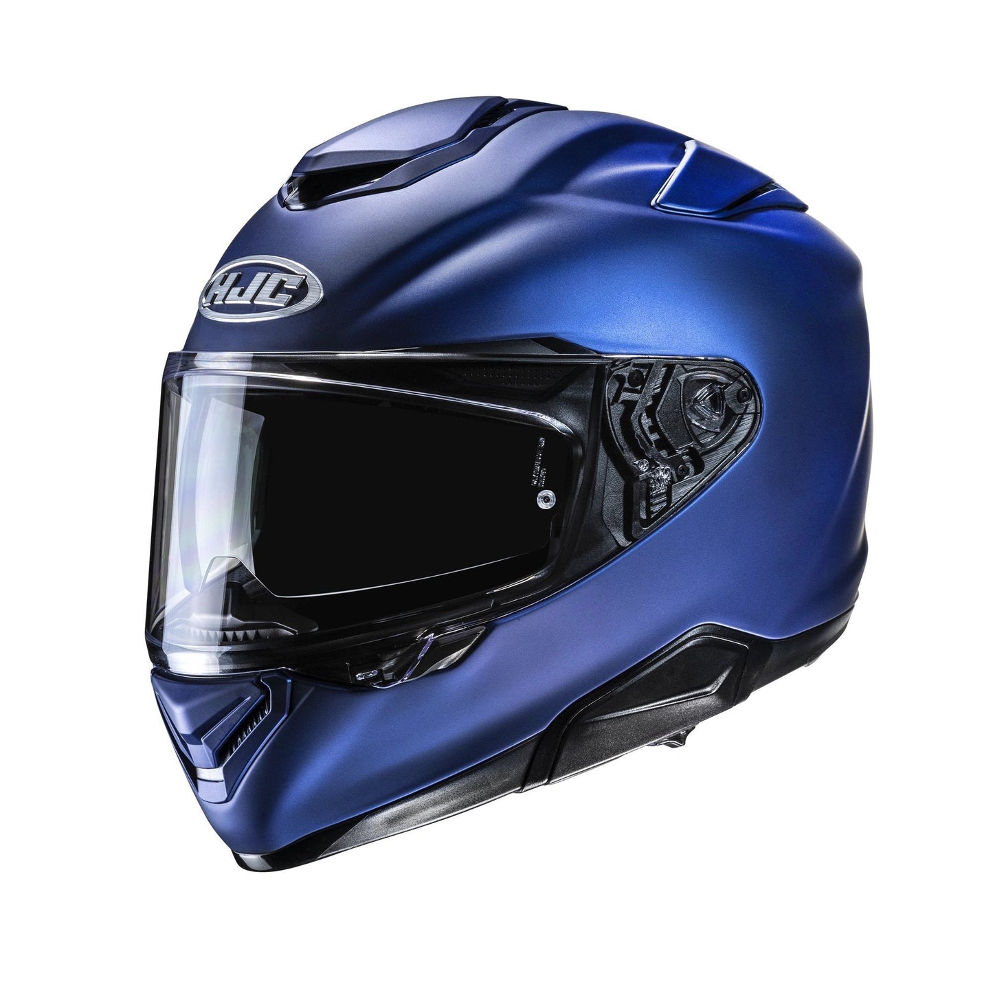 HJC RPHA 72 full-face helmet in flat blue with dark visor and visible HJC logo